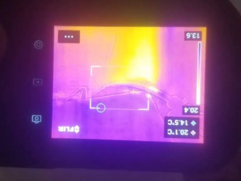 Thermal camera image of heating pipework under the floor